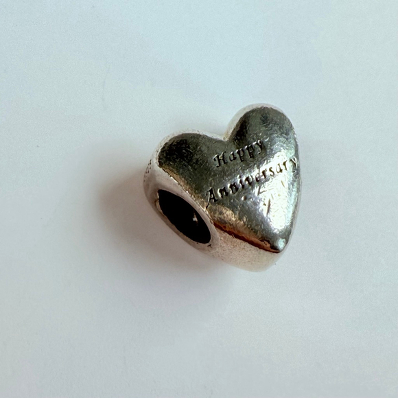 Pandora Happy Anniversary Two Tone 14K Gold & Sterling Silver 925 Heart Charm - Picture 3 of 7